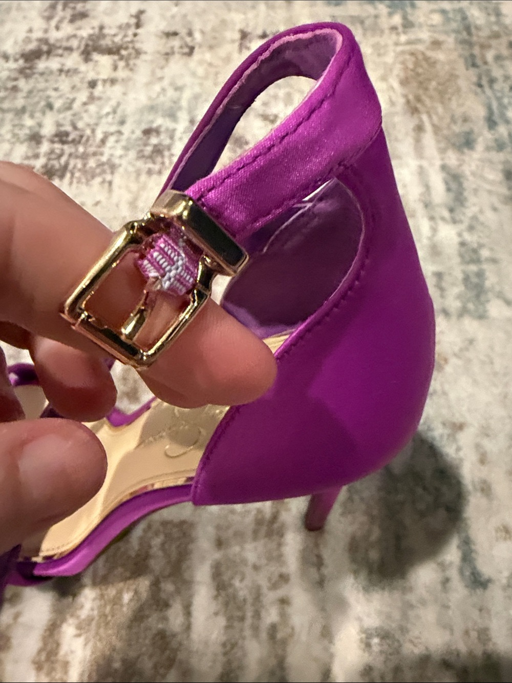 Jessica Simpson Rayli Dress Fuchsia Satin Strappy Ankle-Heels - Picture 6 of 13